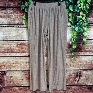 Wonderly Pants Womens XL Oatmeal Brown Ribbed Wide Leg Elastic Waist Lounge